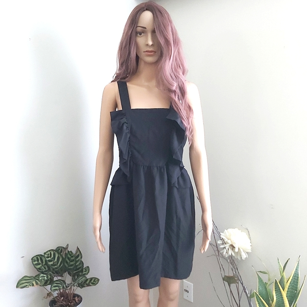 H&M dress size 8 black ruffles apron baby doll y2k